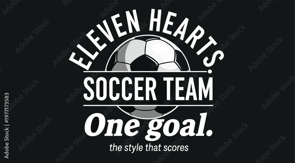 Fototapeta premium Eleven Hearts Soccer Team Vintage Badge
