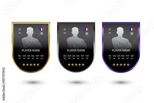 Football Player Card Template Set with Stats – Striker, Goalkeeper and Midfielder