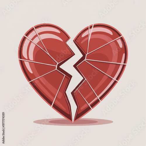 Cracked heart symbol with heartbreak relationship symbolic distress unrequited negative shattered separation