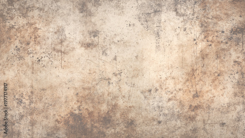 Grungy beige concrete wall texture with stains and scratches rough surface