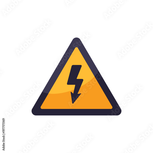 Free Download yellow black high voltage warning sign, electrical safety, colorful vector flat style illustration - GFXLoad