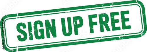 Distressed Green SIGN UP FREE Stamp Vector Icon for Marketing Campaigns, Advertising Banners, and Subscription Promotions