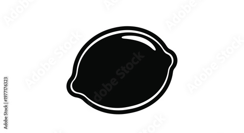 A simple black and white illustration of a single lemon