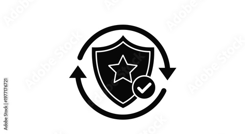 Security shield icon with star and circular arrows indicating protection
