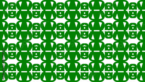 Green geometric clover pattern vector design with symmetrical floral motifs for textiles, wallpapers, decorative art, seamless backgrounds, and abstract architecture
