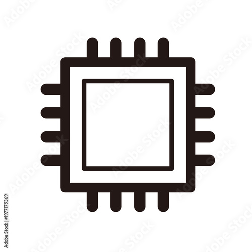 AI・人工知能のラインアイコン（CPU・プロセッサ）　シンプル・モノクロ・アウトライン