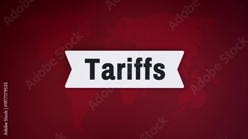 Tariffs text on global map background with smooth camera zoom out animation economic policy trade war concept 4k motion design
