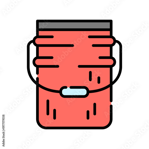 Metal Bucket Icon Professional UI Symbol for Industrial Galvanized Pail