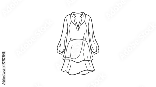Elegant Black And White Fashion Sketch of a Dress