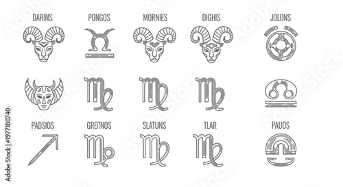 Zodiac symbols collection features various astrological icons for.