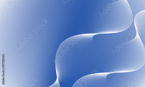 Abstract blue gradient background with dynamic lines waves, futuristic technology and science concept. Minimalist background for banners, posters, flyers, presentations, websites.