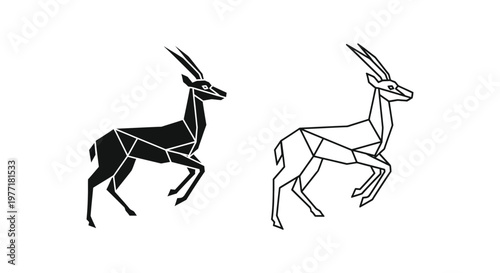 Antelope Art: Geometric Designs of Graceful Deer Vector