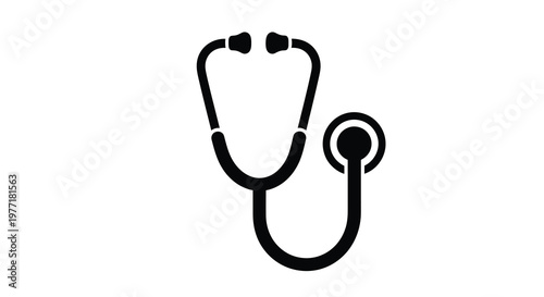 Simple black silhouette of a stethoscope a medical diagnostic tool