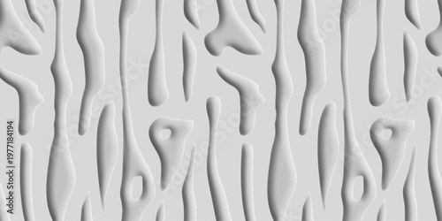 Seamless pattern, chaotic embossed spots 3D stylization, gray background, vector design