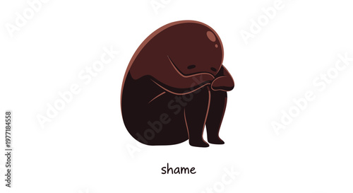 Sadness, shame, emotional pain, mental health vector icon, depression symbol