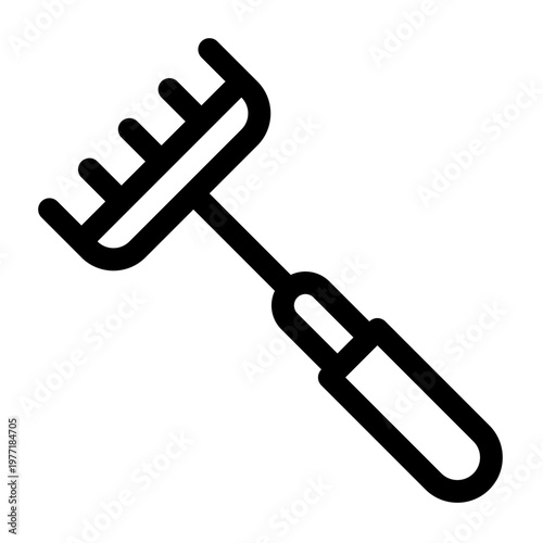 Garden Rake Icon Outline Symbol Vector Illustration