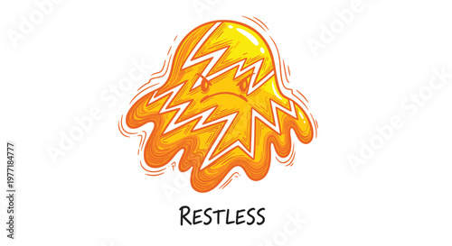 Emotive Restless Emotions Icon, Vibrant Orange Yellow Illustration, Abstract Symbol, Graphic Design Element