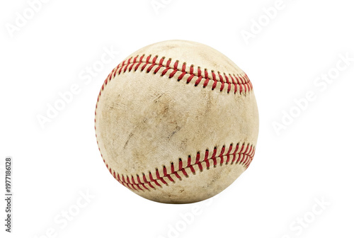 Classic baseball, well-used sports equipment, vintage baseball, American pastime, athletic game accessory isolated PNG with Transparent Background