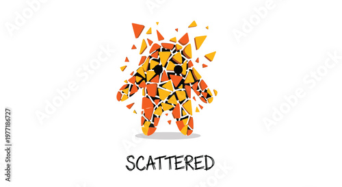 Geometric shapes, scattered puzzle pieces, abstract vector illustration, colorful mosaic