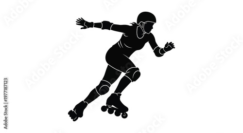 Roller skating athlete in dynamic motion a striking black silhouette