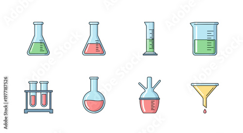 Illustration of chemical laboratory equipment for research and experimentation purposes