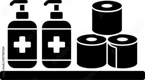Hand sanitizer and toilet paper essentials for health and hygiene