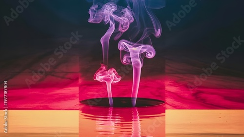 Mesmerizing neon effect glowing smoke abstract art with vibrant colors and dramatic lighting