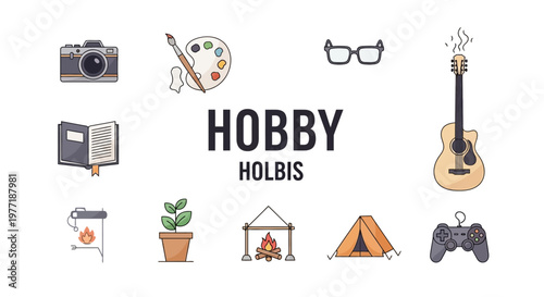 Diverse Illustrated Icons Representing Varied Hobbies, Interests, and Leisure Activities