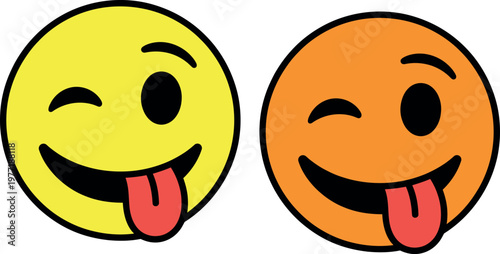 Two cheerful emoji characters sticking out their tongues playfully.