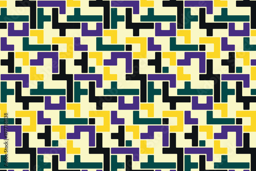 Seamless abstract pattern of colored blocks. Modern vector illustration.
