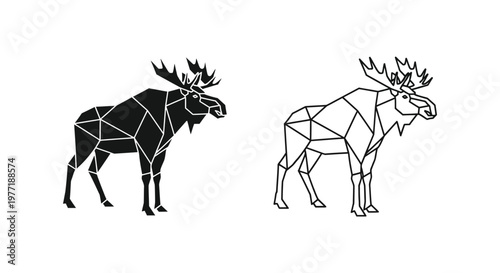 Moose Geometric Art Designs - Modern Polygon Illustrations Vector