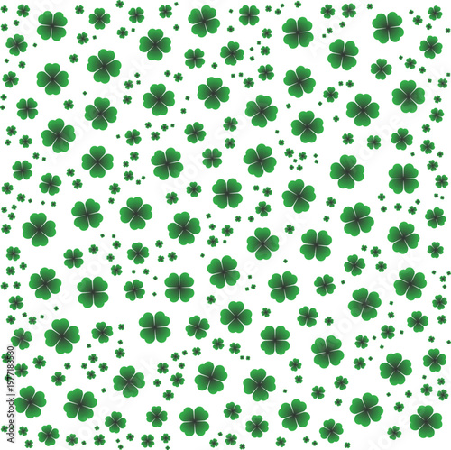 Seamless Green Leaf and Floral Mandala Pattern on White Background