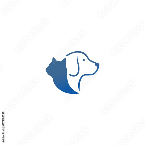 A blue illustration of a dog's head in profile showcases its face and ear.