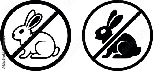Prohibited rabbit symbols with different visual styles