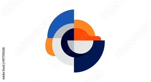 Geometric abstraction with vibrant hues, creating a balanced visual harmony