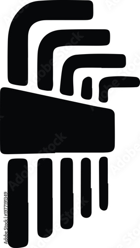 Black silhouette of a stylized hand with bent fingers and extended pointer finger on white background