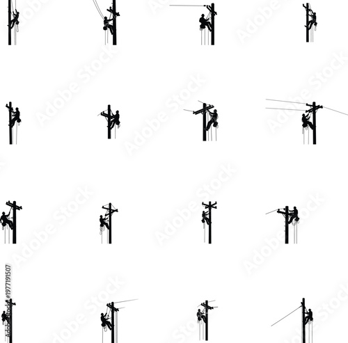 Set of black vector silhouettes of military aircraft with symbolic design elements suitable for icons patterns and artistic use