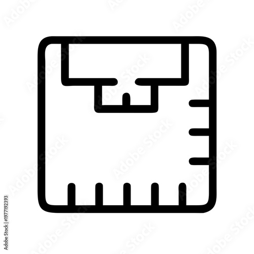 A minimalist icon of a floppy disk on a white background