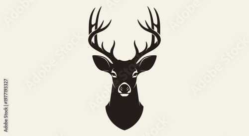 Elegant deer silhouette art in a minimalist design with antlers perfect for branding