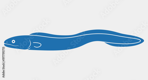 Blue Eel Silhouette Icon Vector Illustration