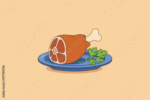illustration of a chicken in a plate