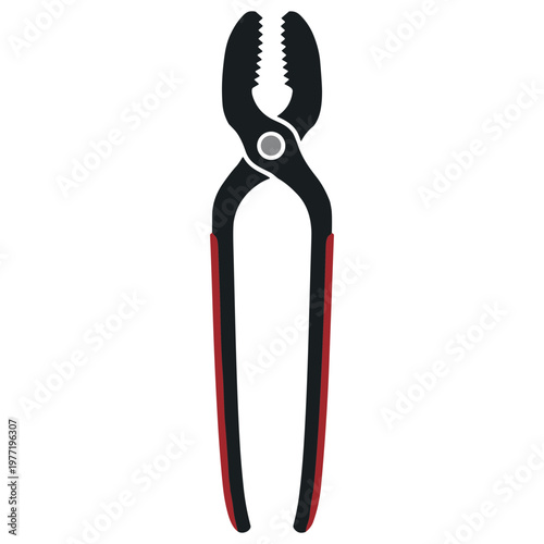 A close-up illustration of red-handled locking pliers on a white background.