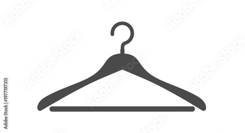 Minimalist Clothes Hanger Icon in Gray Silhouette on a Clean White Background