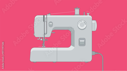 Sewing Machine Illustration Closeup.