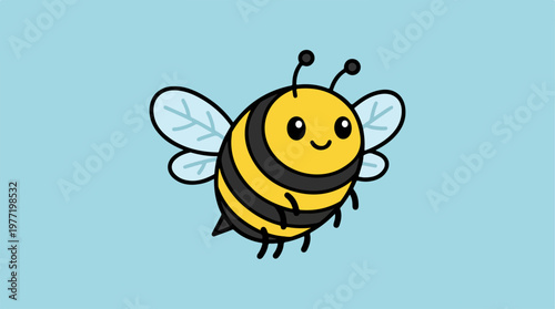 Smiling Cartoon Bee Character Illustration.