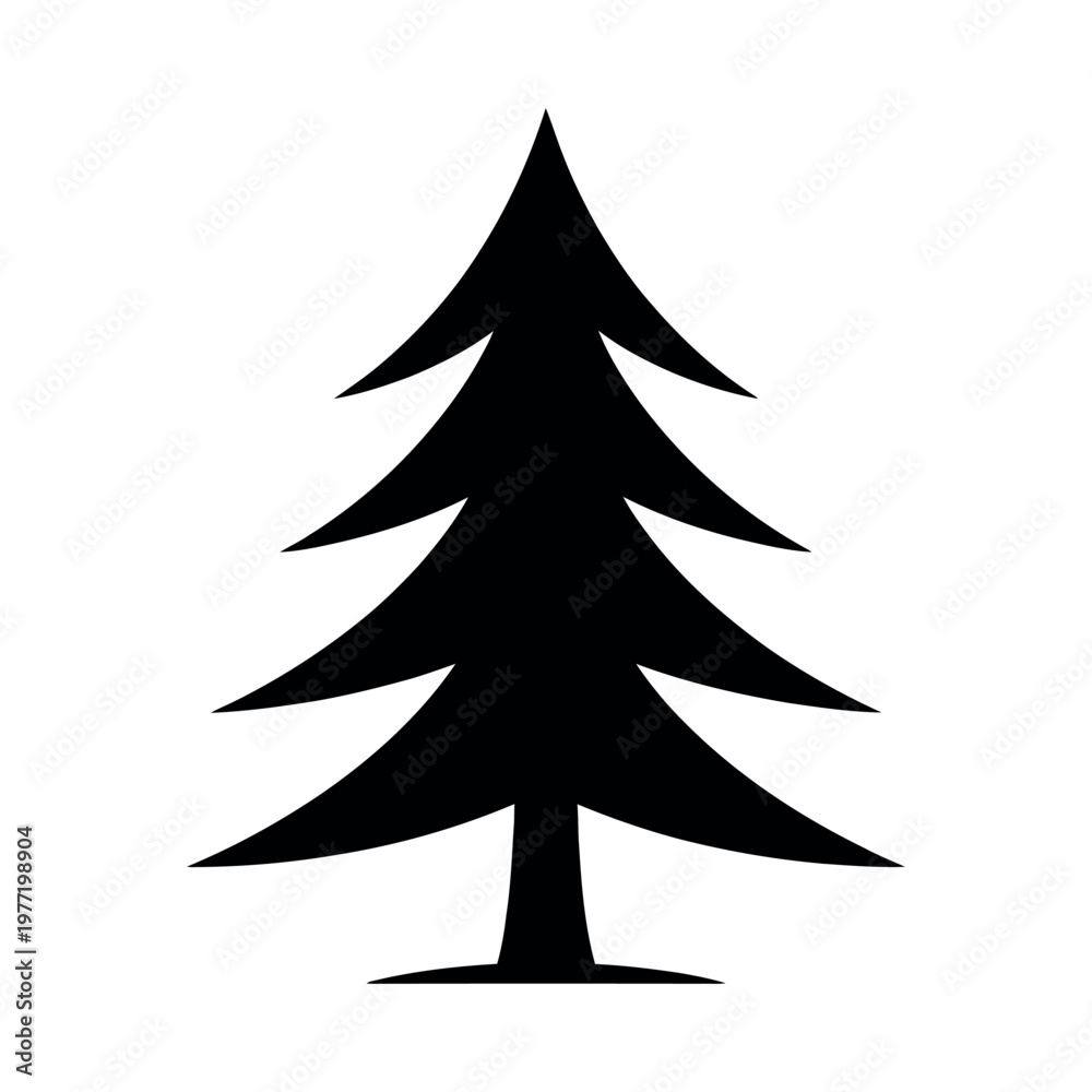 Obraz premium Pine tree silhouette black vector illustration art