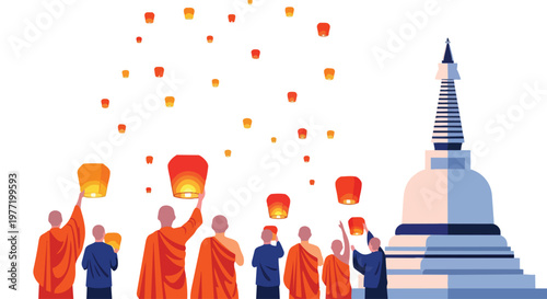 Lantern Release Ceremony with Buddhist Temple