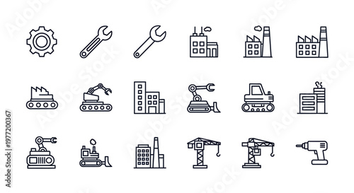 Industrial and construction icons, perfect for representing engineering, and industry activities