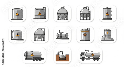 Collection of Industrial Storage Tanks and Transportation Vehicles.