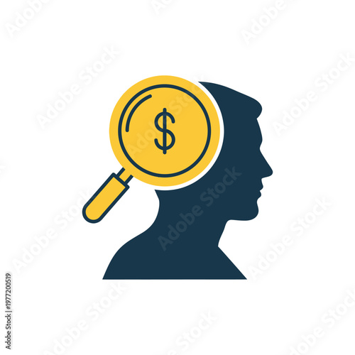 A thoughtful person contemplating financial ideas with a magnifying glass